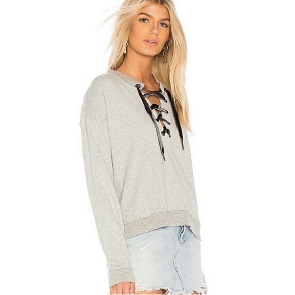 Rails Ryan Velvet Tie Pullover Sweatshirt in Gray Sz. XS 2 - Picture 3 of 12